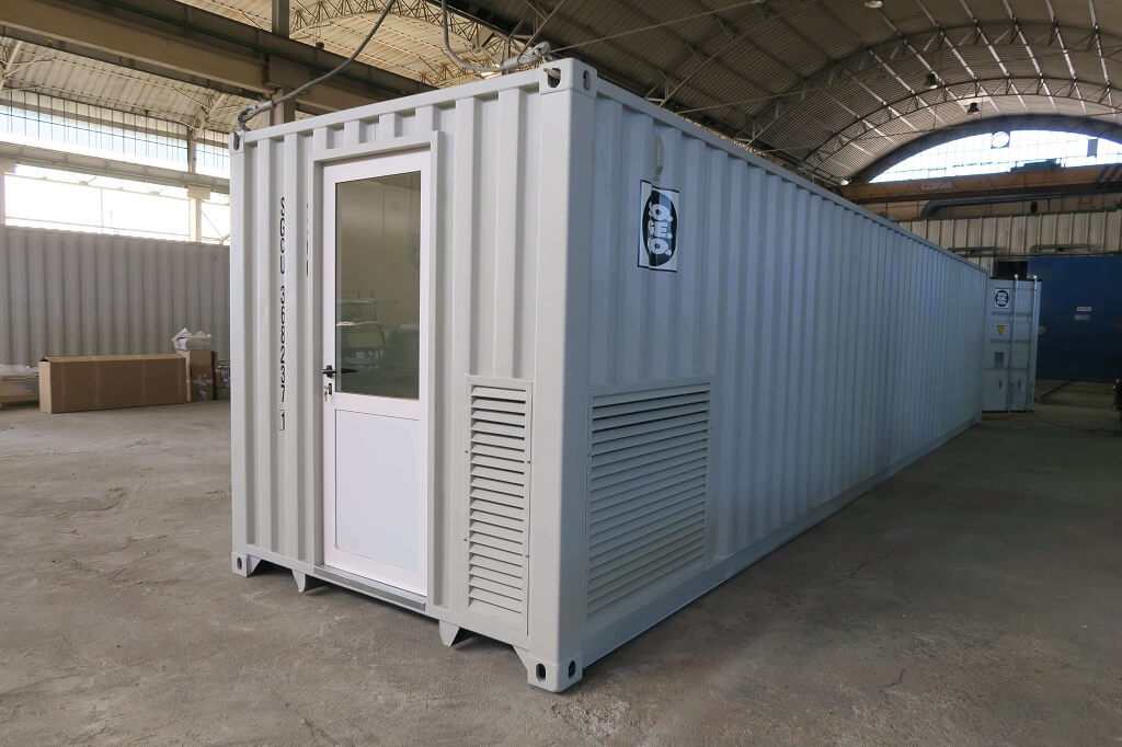 Container officina con ufficio climatizzato e impianto elettrico